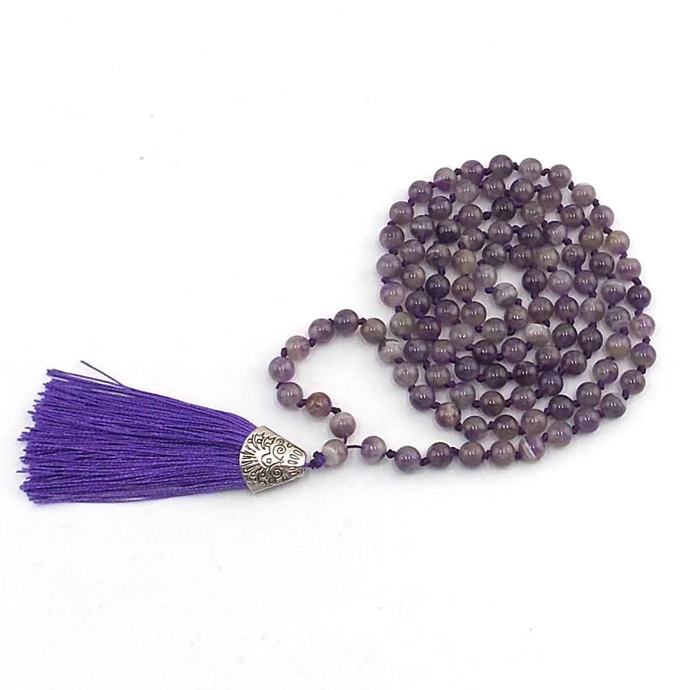 Jap Mala de 108 ctas. de 8mm de piedra natural de Amatista