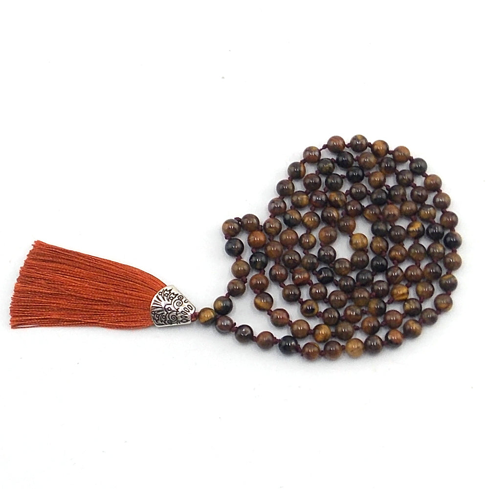 Jap Mala de 108 ctas. de 8mm de piedra natural de Ojo de tigre