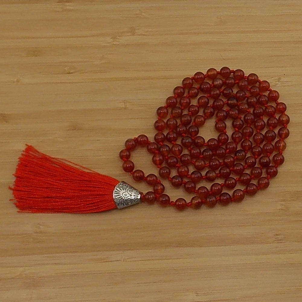 Jap Mala de 108 ctas. de 8mm de piedra natural de Carneola