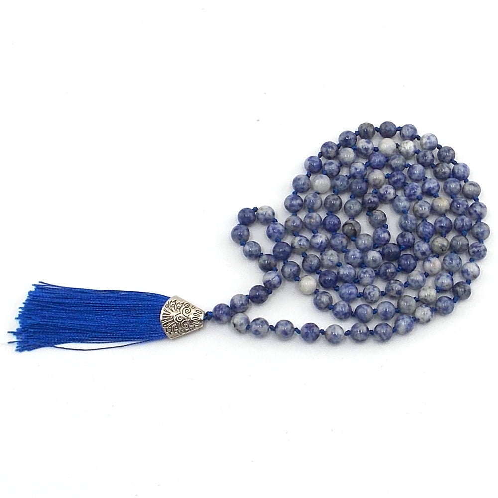 Jap Mala de 108 ctas. de 8mm de piedra natural de Sodalita