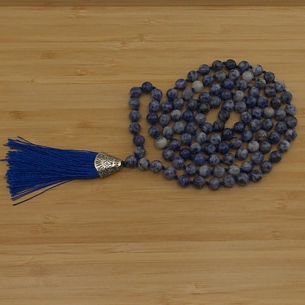 Jap Mala de 108 ctas. de 8mm de piedra natural de Sodalita