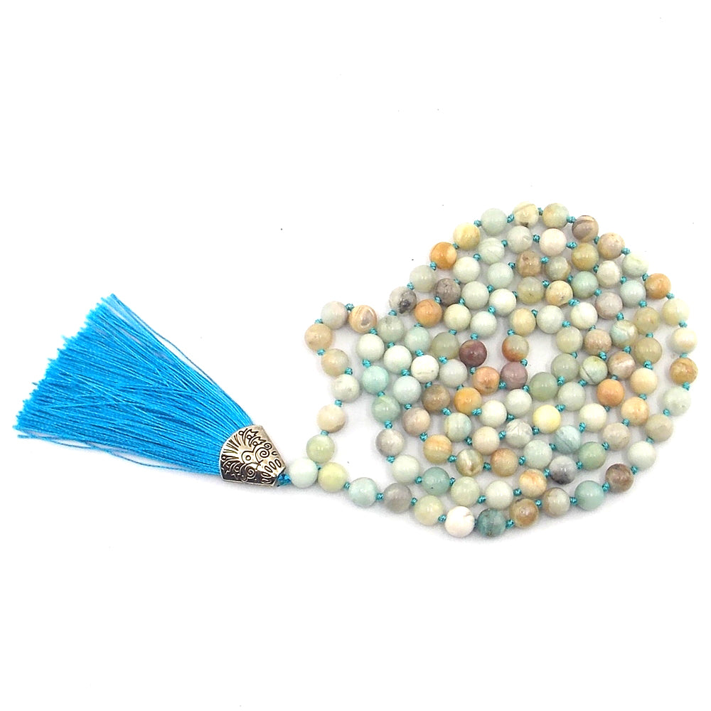 Jap Mala de 108 ctas. de 8mm de piedra natural de Amazonita