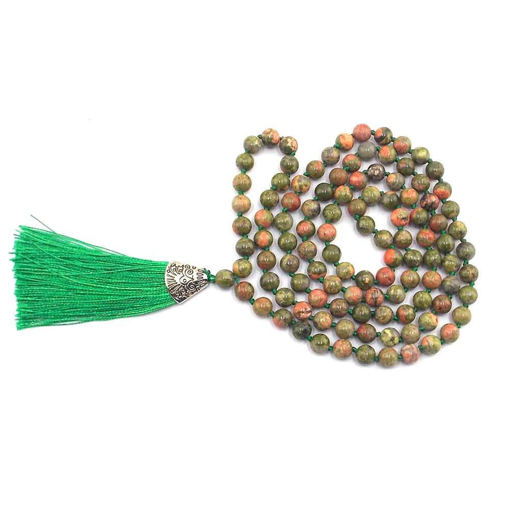 Jap Mala de 108 ctas. de 8mm de piedra natural de Unakita