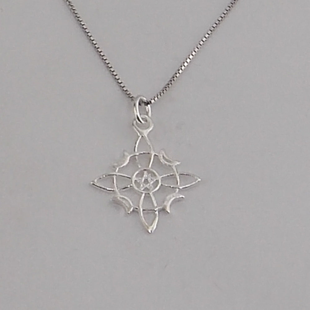 Colgante de plata de ley de Nudo de bruja de 25mm aprox. Con cadena de 45cm