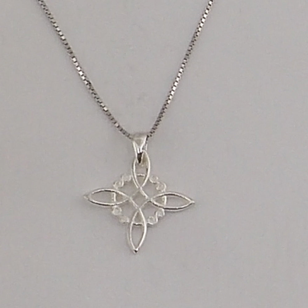 Colgante de plata de ley de Nudo de bruja de 20mm aprox. Con cadena de 45cm