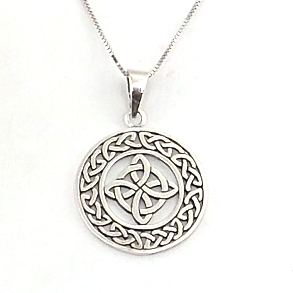 Colgante de plata de ley de Nudo de bruja de 26mm aprox. Con cadena de 45cm