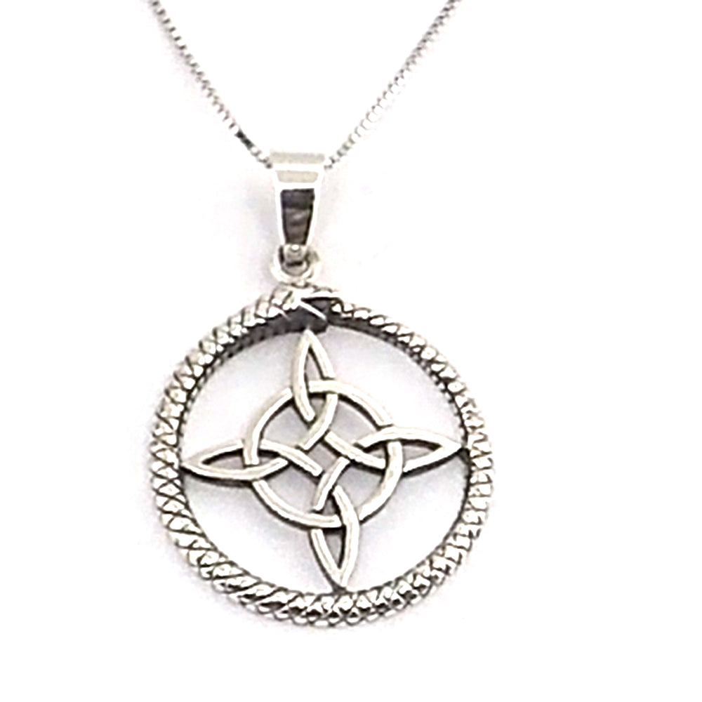 Colgante de plata de ley de Nudo de bruja de 27mm aprox. Con cadena de 45cm