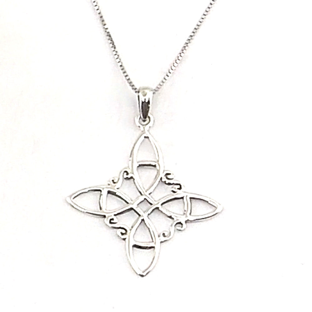 Colgante de plata de ley de Nudo de bruja de 33X29mm aprox. Con cadena de 45cm