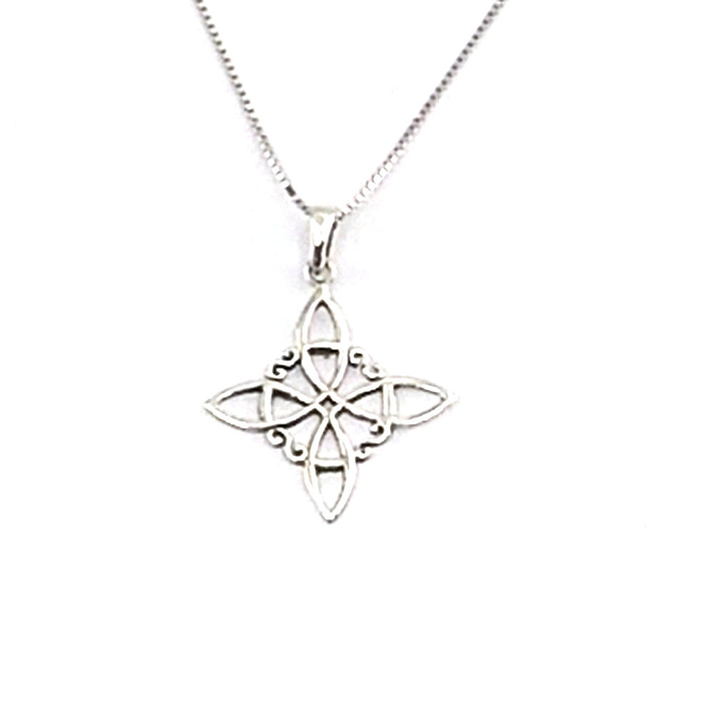 Colgante de plata de ley de Nudo de bruja de 25X22mm aprox. Con cadena de 45cm