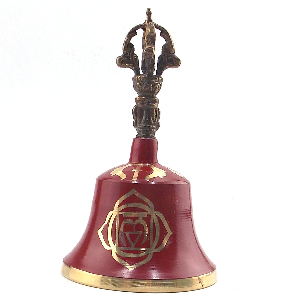 Campana tibetana con simbolo de chakra Muldhara de 150x90mm aprox.