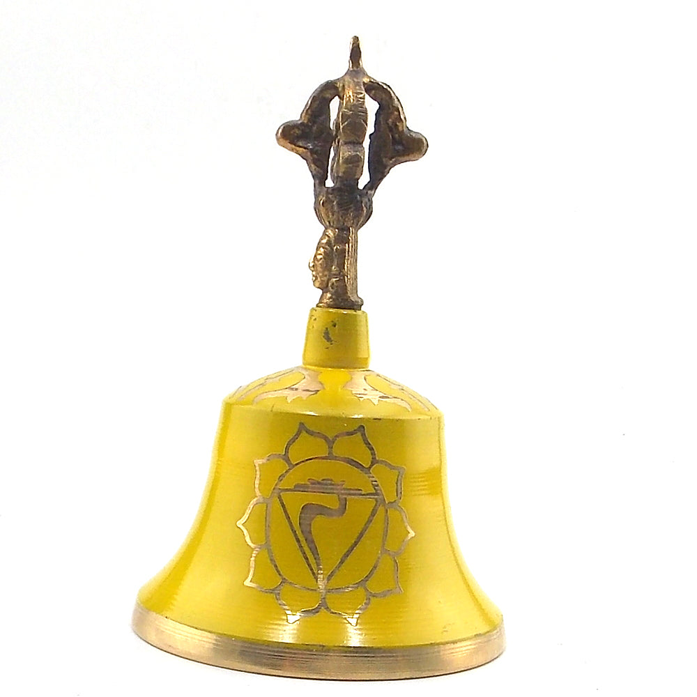 Campana tibetana con simbolo de chakra Manipura de 150x90mm aprox.