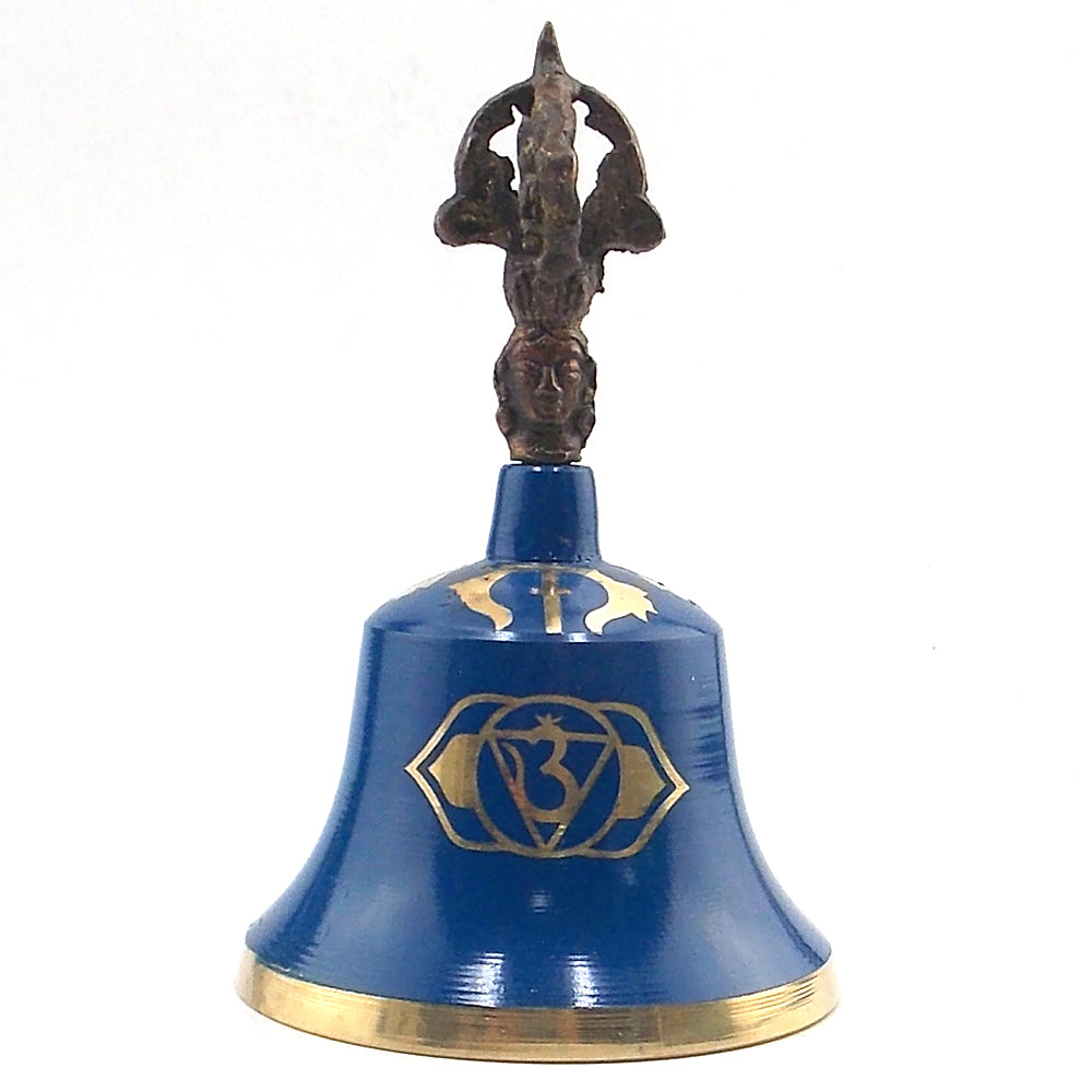Campana tibetana con simbolo de chakra Ajna de 150x90mm aprox.