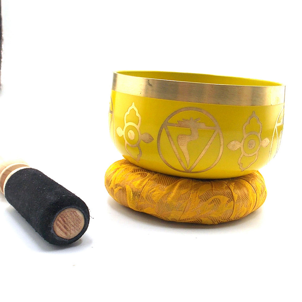 Cuenco tibetano de los 7 Chakras con simbolo de Manipura de 130mm aprox.
