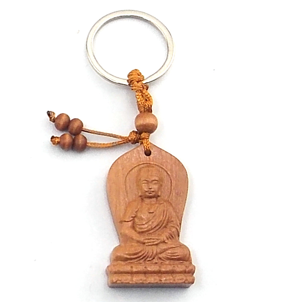 Llavero de madera de Buda