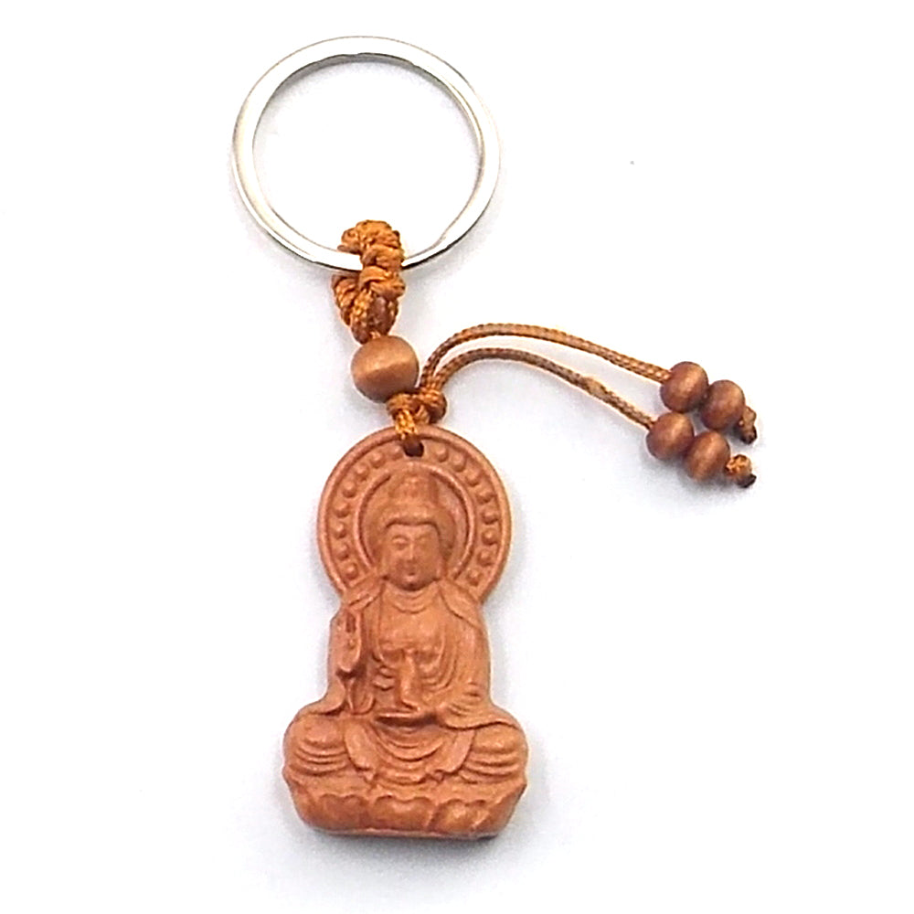 Llavero de madera de Buda