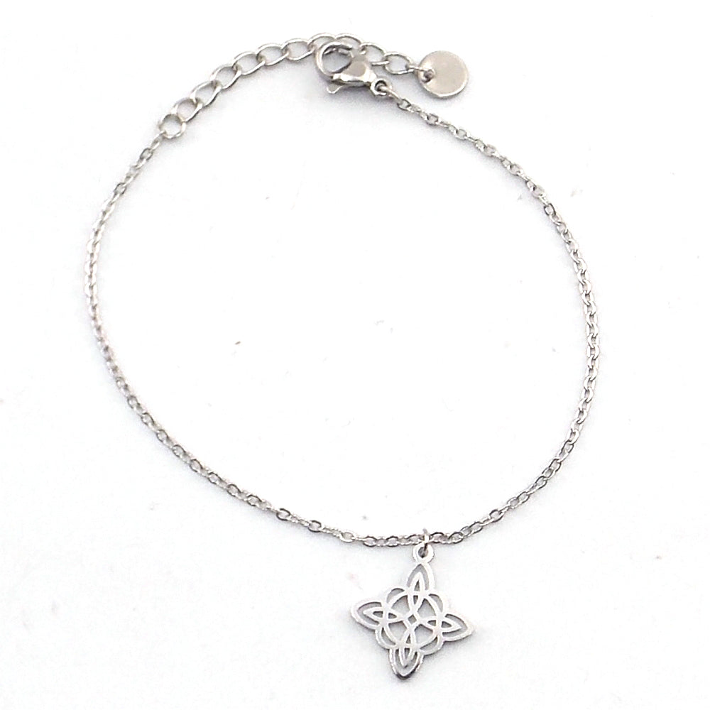 Pulsera de Nudo de Bruja de acero plateado