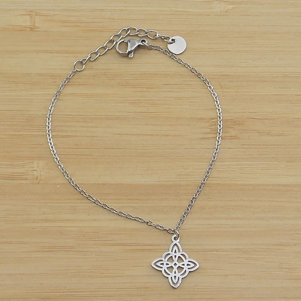 Pulsera de Nudo de Bruja de acero plateado