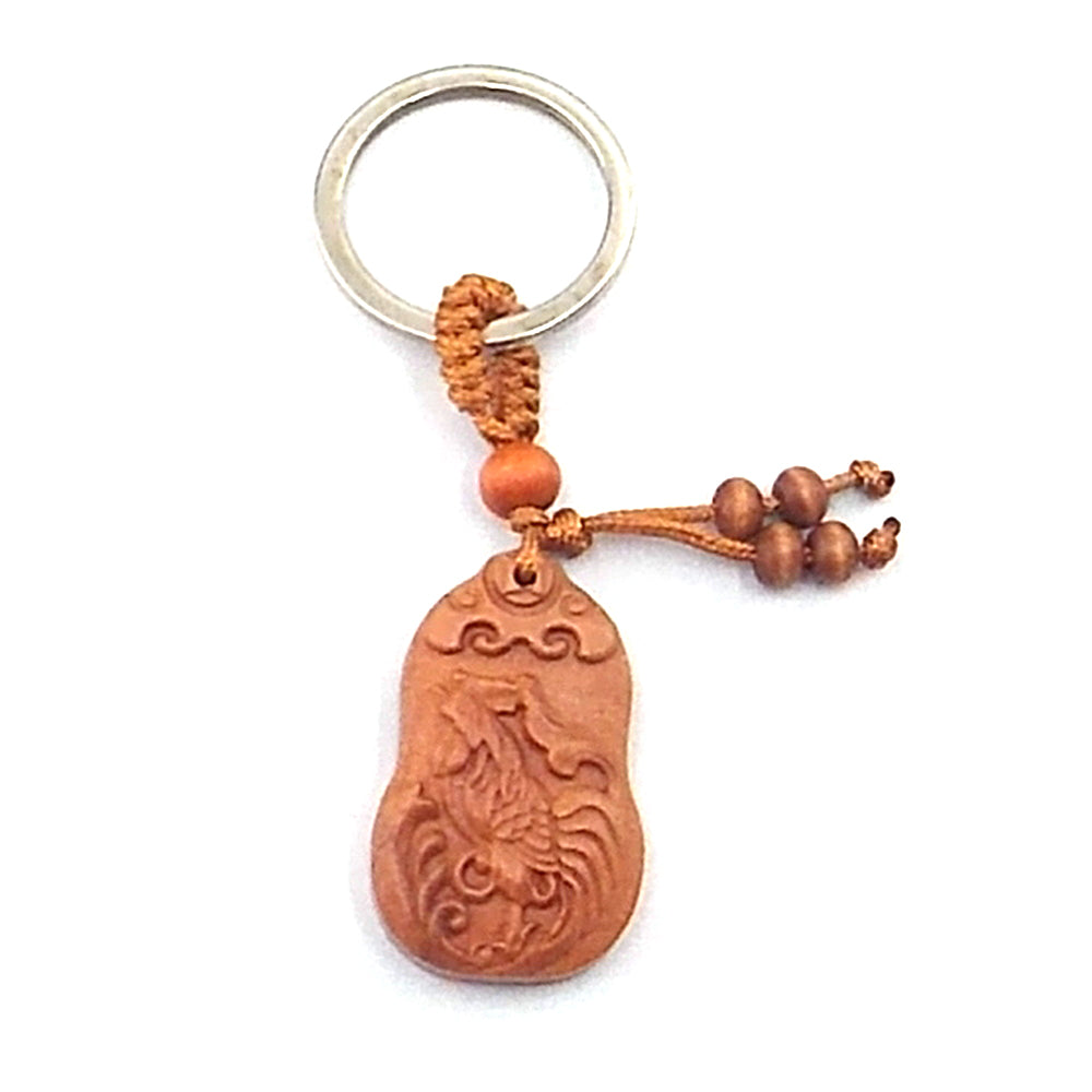 Llavero de madera de gallo (horoscopo chino)