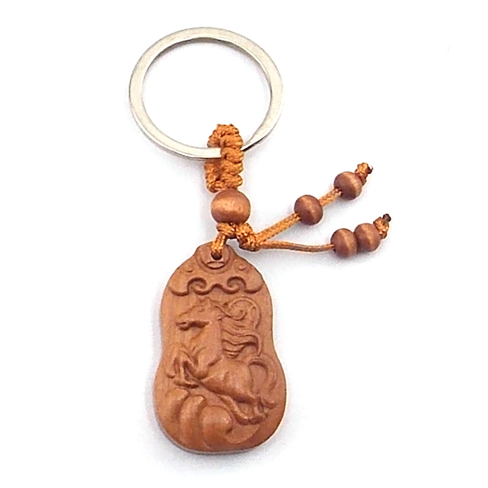 Llavero de madera de caballo (horoscopo chino)