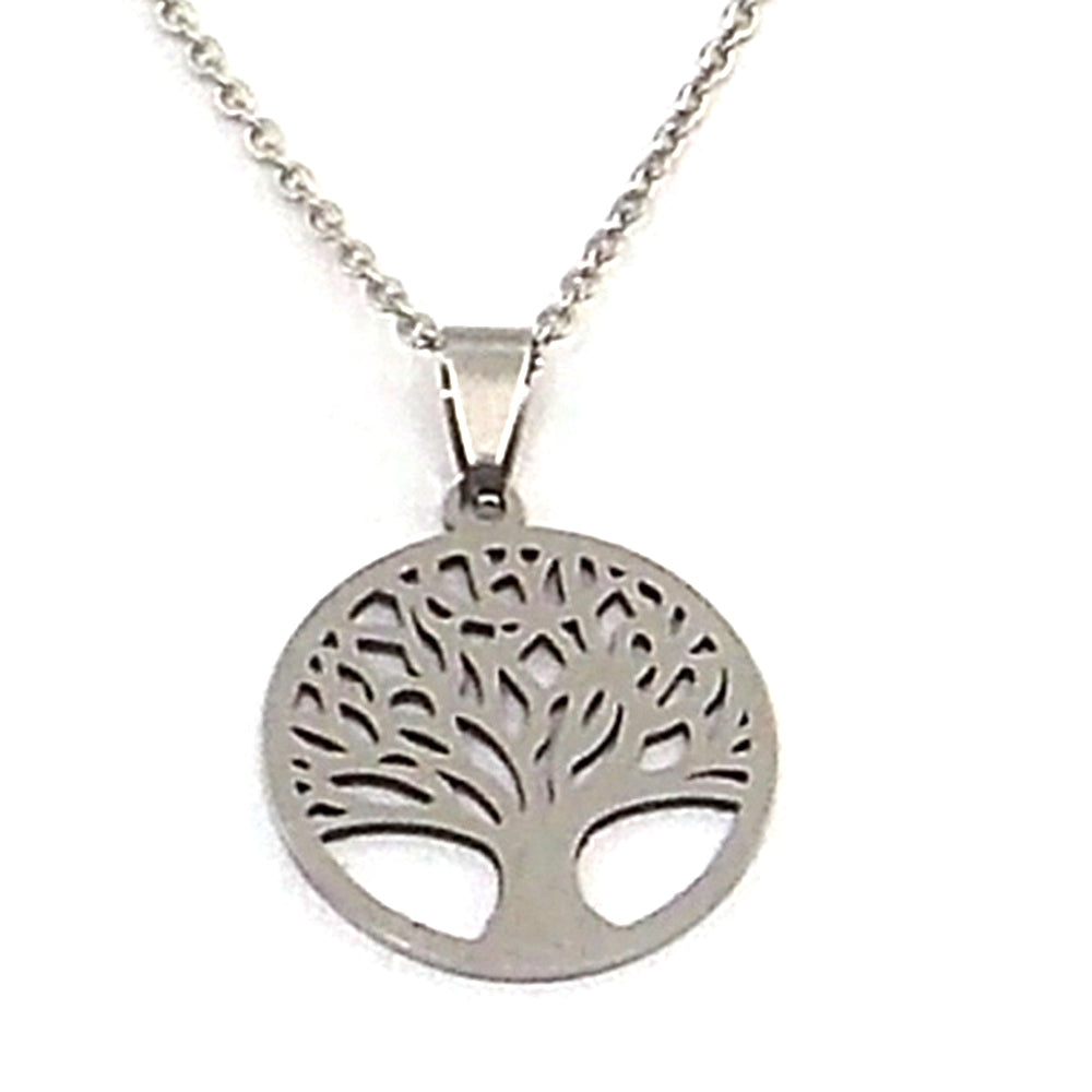 Colgante de acero en forma de árbol de la vida (plateado)