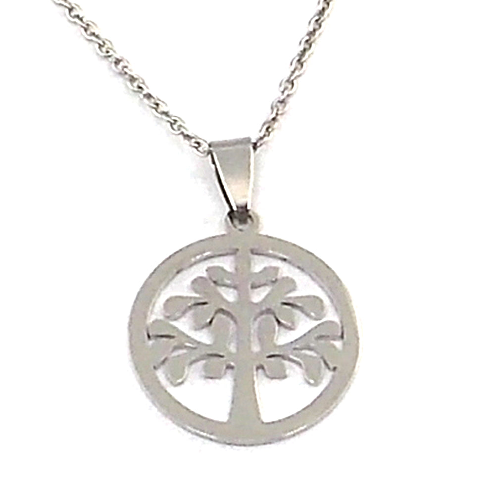 Colgante de acero en forma de arbol de la vida (plateado)