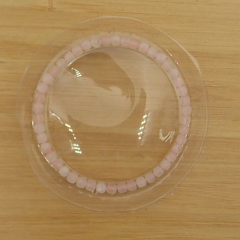 Pulsera de piedra natural de Cuarzo rosa de 4x4mm