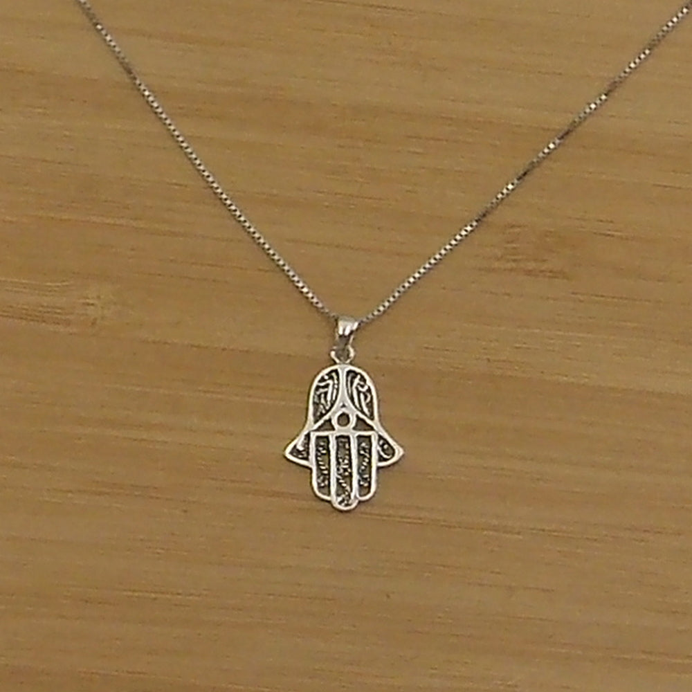 Colgante de plata de ley de mano de Fatima de 15x20mm aprox. con cadena de 45cm