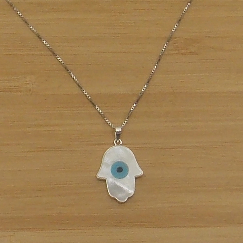 Colgante de plata de ley de mano de Fatima de 24mm aprox. con cadena de 45cm