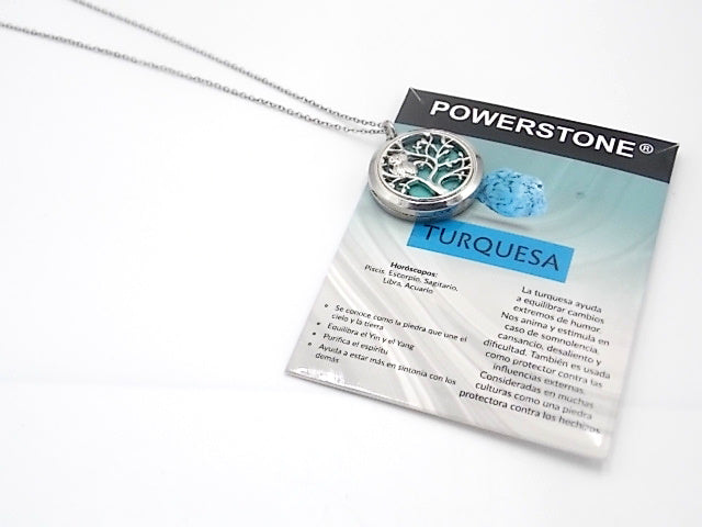Colgante con motivo de Búho en árbol de la vida con una piedra de Turquesa
