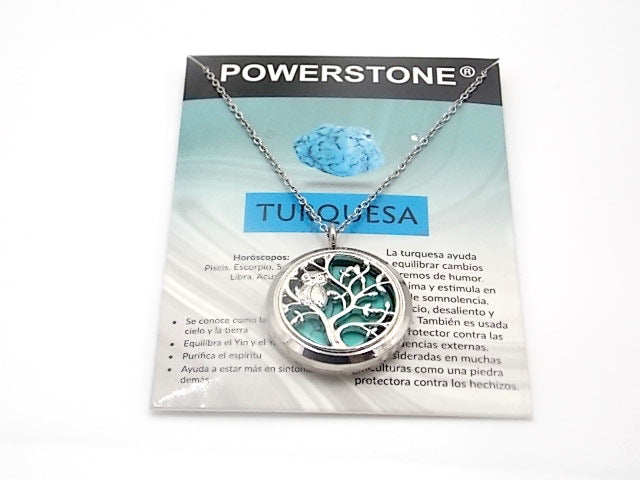 Colgante con motivo de Búho en árbol de la vida con una piedra de Turquesa