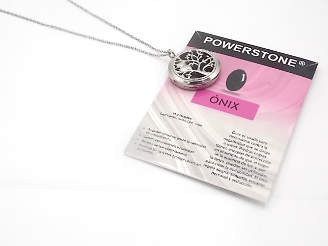 Colgante con motivo de Búho en árbol de la vida con una piedra de Ónix