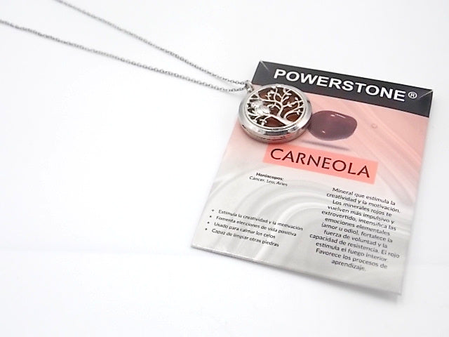 Colgante con motivo de Búho en árbol de la vida con una piedra de Carneola