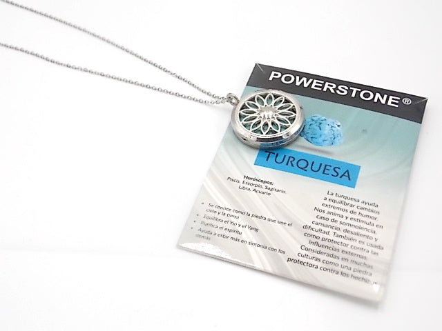 Colgante con motivo de Flor con una piedra de Turquesa
