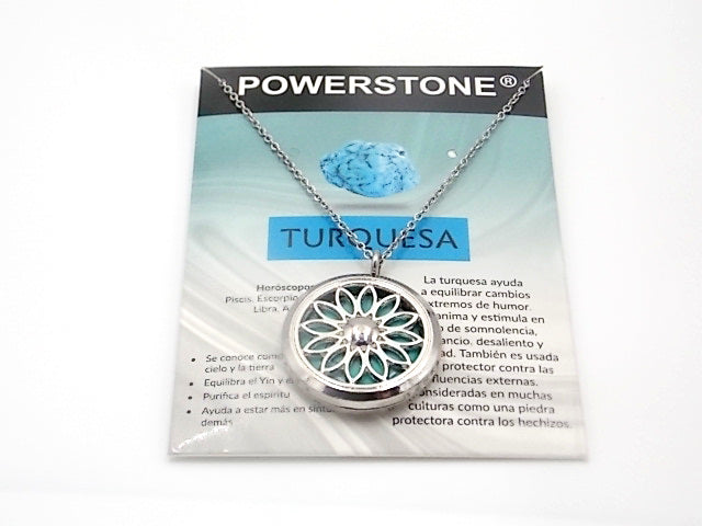 Colgante con motivo de Flor con una piedra de Turquesa