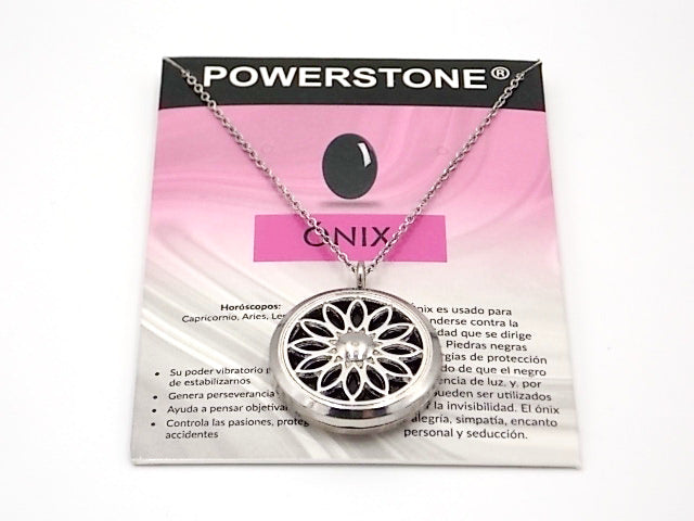 Colgante con motivo de Flor con una piedra de Ónix