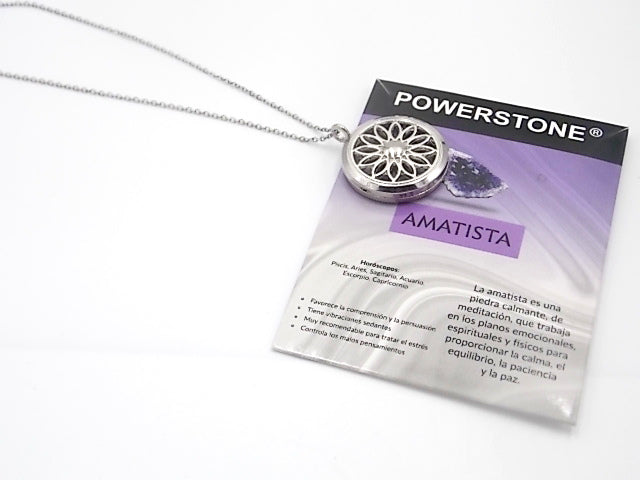 Colgante con motivo de Flor con una piedra de Amatista
