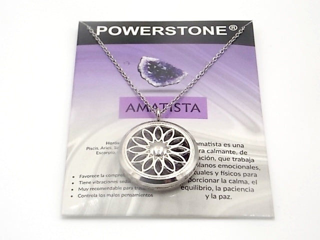 Colgante con motivo de Flor con una piedra de Amatista