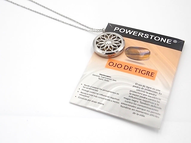 Colgante con motivo de Flor con una piedra de Ojo de tigre