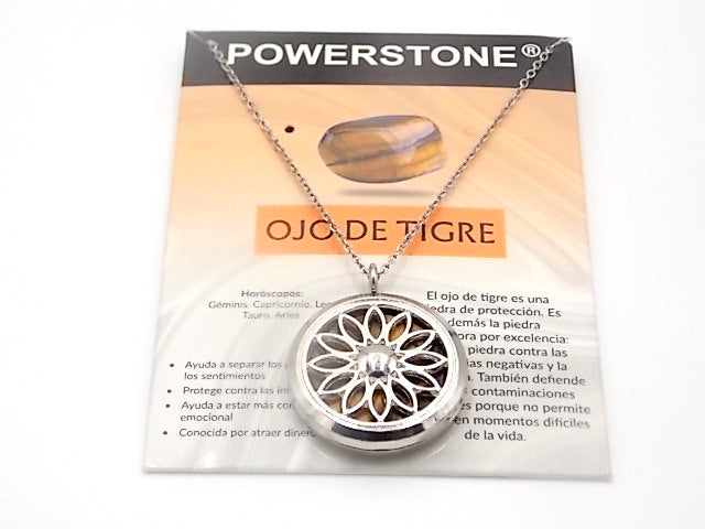 Colgante con motivo de Flor con una piedra de Ojo de tigre
