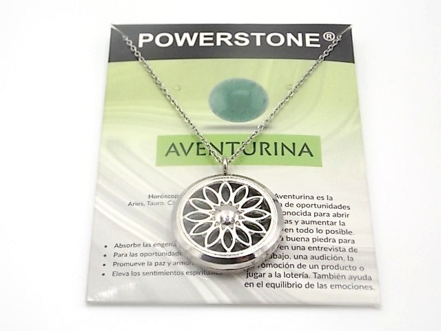Colgante con motivo de Flor con una piedra de Venturina verde