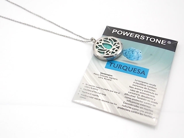 Colgante con motivo de Flor de loto con una piedra de Turquesa