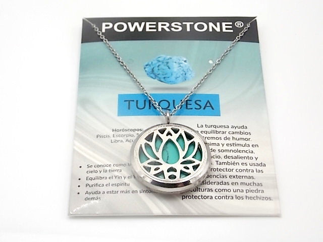 Colgante con motivo de Flor de loto con una piedra de Turquesa