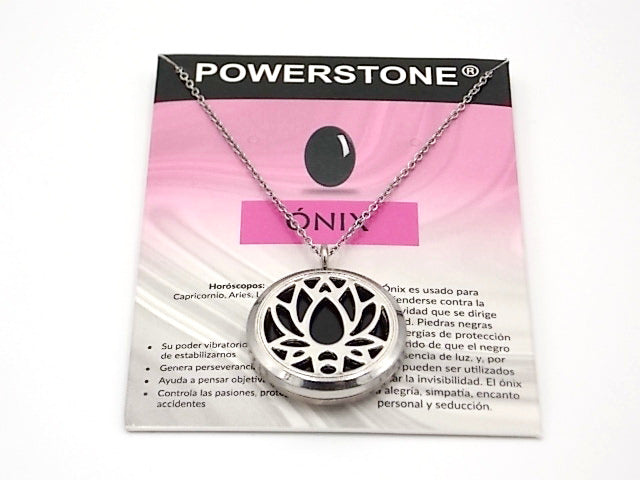 Colgante con motivo de Flor de loto con una piedra de Ónix