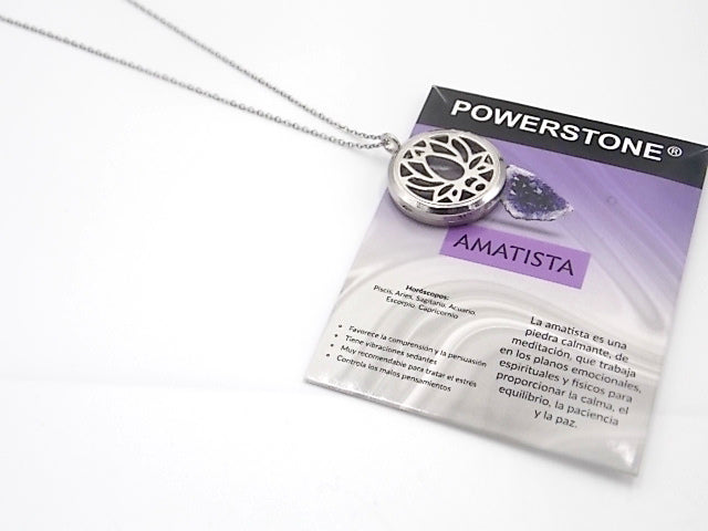 Colgante con motivo de Flor de loto con una piedra de Amatista