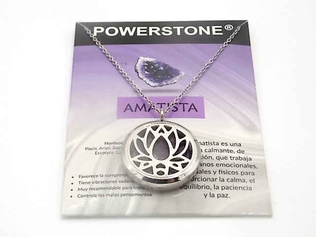 Colgante con motivo de Flor de loto con una piedra de Amatista