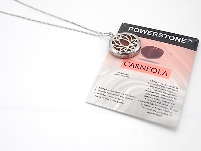 Colgante con motivo de Flor de loto con una piedra de Carneola