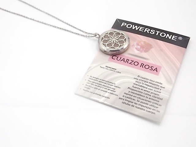 Colgante con motivo de Dríada con una piedra de Cuarzo rosa