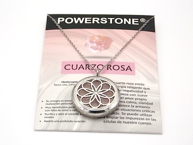 Colgante con motivo de Dríada con una piedra de Cuarzo rosa