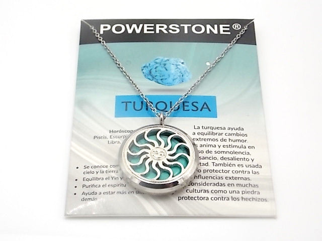 Colgante con motivo de Sol con una piedra de Turquesa