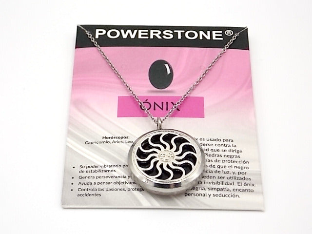Colgante con motivo de Sol con una piedra de Ónix